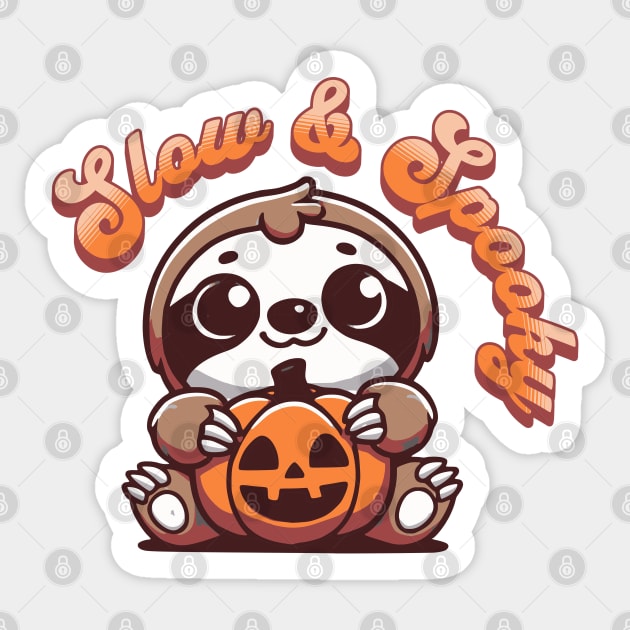 Halloween Sloth Slow and Spooky Cute Sloth Pumpkin Sticker by Yesteeyear